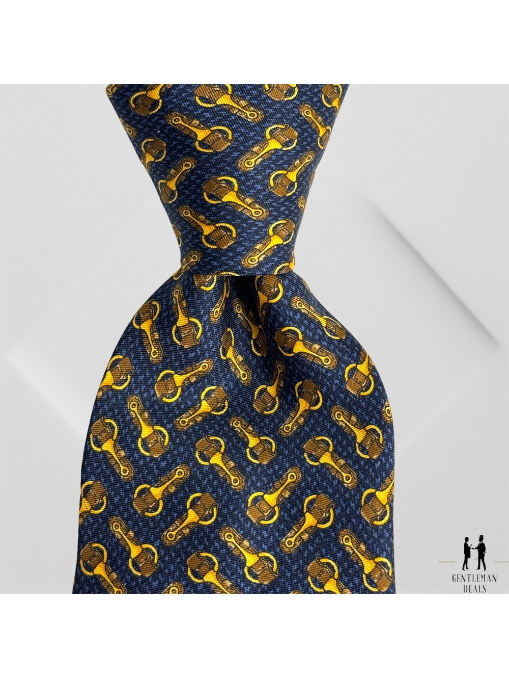 CELINE PARIS Men's Silk Necktie ITALY Luxury Horse Bit Leather  59 x 3.3/4